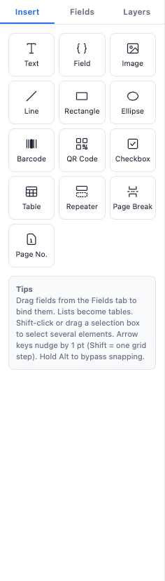 The Insert tab
